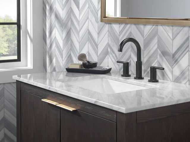 Delta Nicoli® Matte Black 2-Handle Widespread Bathroom Faucet-2