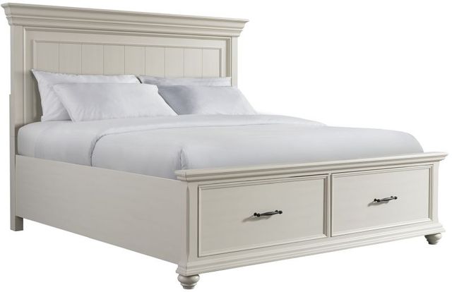 Elements International Slater 4-Piece Antique White King Platform Bedroom Set-2
