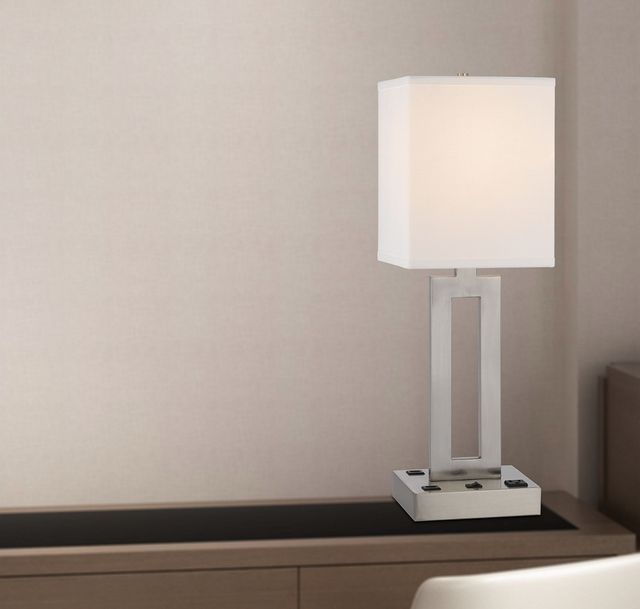 Cal® Lighting & Accessories Sarnia Brushed Steel Table Lamp-1