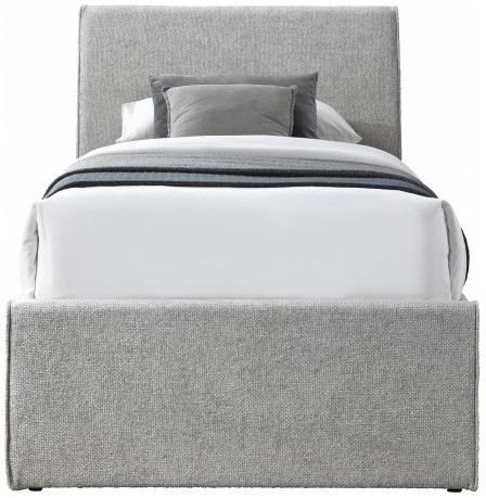 Meridian Furniture Myles Grey Twin Chenille Fabric Upholstered Panel Bed with Trundle-1