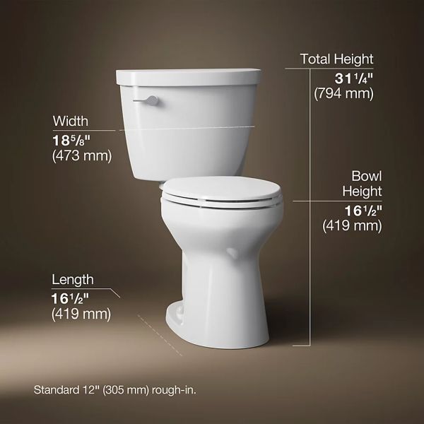 KOHLER® Cimarron® White 2-Piece 29" Elongated Toilet, 1.6 Gpf-4
