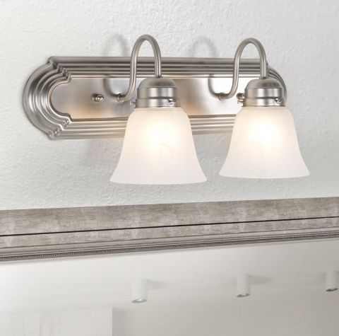 YHD Satin Nickel/White 2-Light Incandescent Bathroom Vanity Lighting-1
