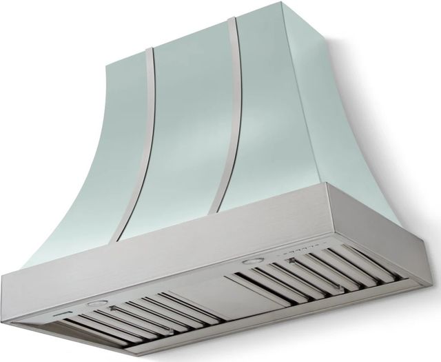 La Cornue CornuFé Cascade 36" Roquefort Mounted Range Hood with Satin Chrome Trim-0