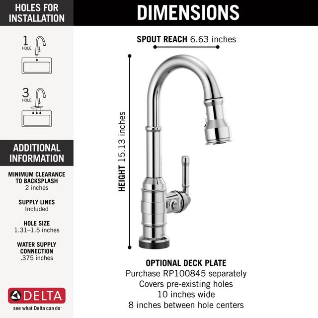 Delta Broderick® Chrome Single Handle Bar/Prep Faucet with Touch2O® Technology -1