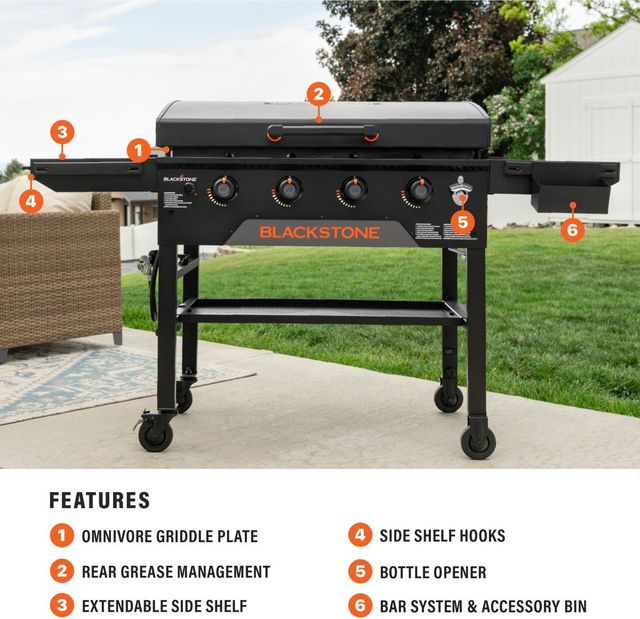 Blackstone® 4-Burner Black Freestanding Liquid Propane Grill-2