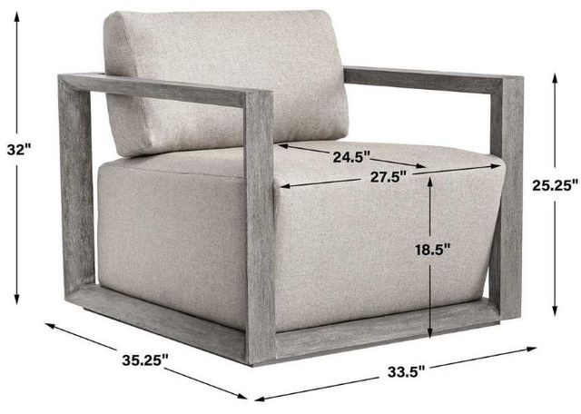 Uttermost® Remsen Dove/Weathered Gray Fabric/Wooden Outdoor Lounge Chair-1