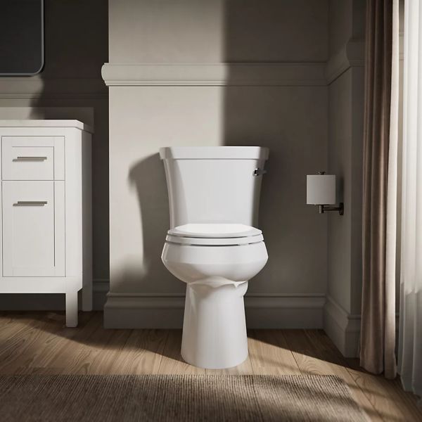 KOHLER® Highline® White 2-Piece Chair-Height Elongated Right-Hand Trip  Toilet, 1.28 Gpf-3