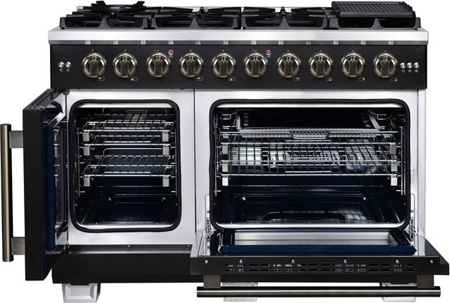 FORNO® Capriasca Series Alta Qualita 48" Black Pro Style Gas Range-2