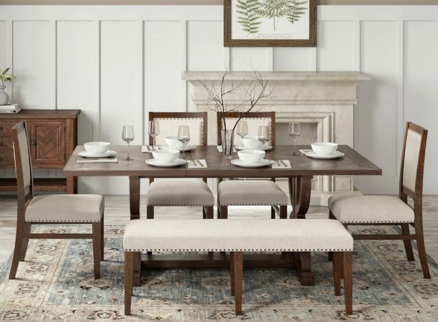 Jofran Inc. Fairview Beige/Dark Oak Upholstered Dining Side Chair-1