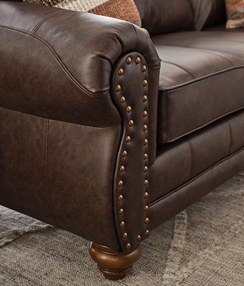 Best® Home Furnishings Customizable Field & Stream Home Noble Leather Sofa with Dark Walnut Legs-3
