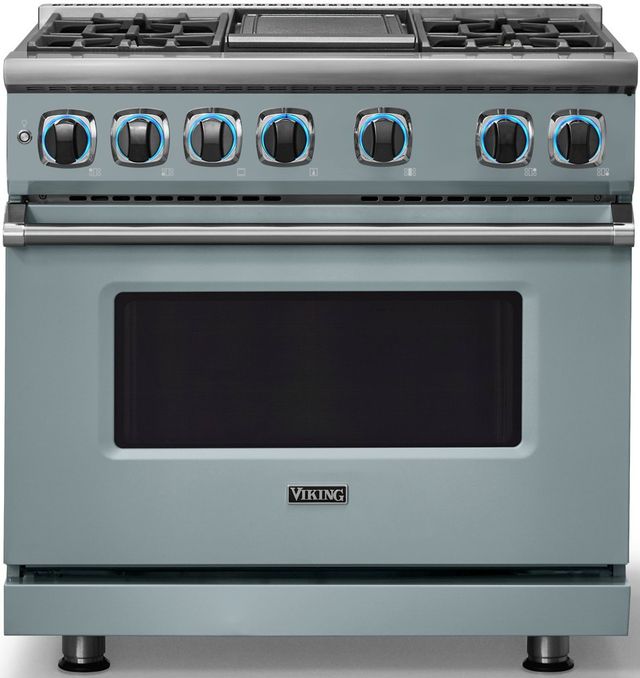 Viking® 7 Series 36" November Sky Pro Style Dual Fuel Range with Griddle-3