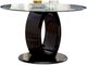 Furniture of America® Lodia I Glass Top Round Dining Table with Black Pedestal -0