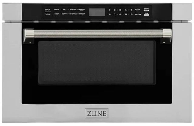 ZLINE Autograph Edition 24" 1.2 Cu. Ft. Stainless Steel Built-in Microwave Drawer with Polished Nickel Helix Handle-0