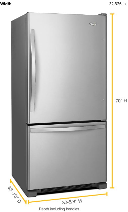 Whirlpool® Gold® 33" 22.1 Cu. Ft. Stainless Steel Bottom Freezer Refrigerator with SpillGuard™ Glass Shelves-2