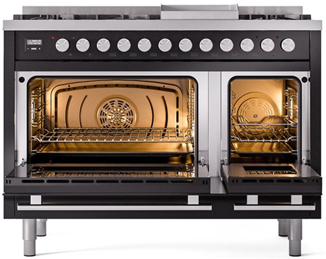 Ilve® Professional Plus II 48" Glossy Black Pro Style Dual Fuel Range-1