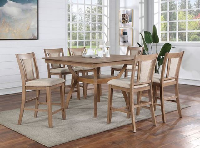 Furniture of America® Upminster 2-Piece Beige/Natural Tone Counter Height Dining Chair Set-1