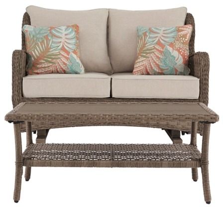Signature Design by Ashley® Clear Ridge 2-Piece Light Brown Outdoor Conversation Set-0