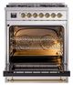 Ilve® Nostalgie II Noblesse 30" Stainless Steel Pro Style Dual Fuel Range with Brass Trim-2