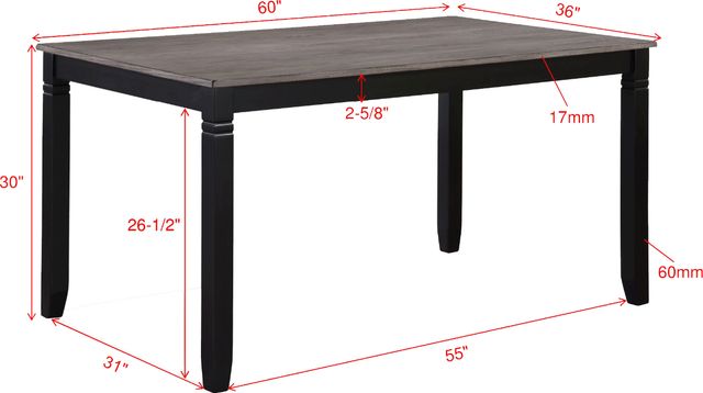 Crown Mark Paige 6-Piece Black/Light Gray Dining Set-2