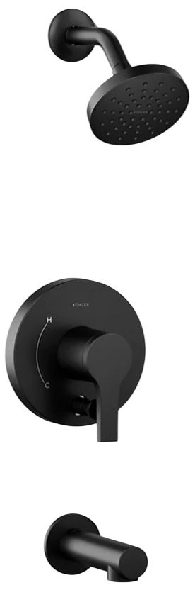 KOHLER® Elate® Rite-Temp® Matte Black 1.5 GPM Bath and Shower Trim Kit with Push-Button Diverter-0