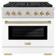 ZLINE Autograph Edition Paramount 36" 5.2 Cu. Ft. Satin Stainless Steel Gas Range with 6 Burner DuoPro™ Cooktop and Convection Gas Oven with White Matte Door and Polished Gold Accents-0