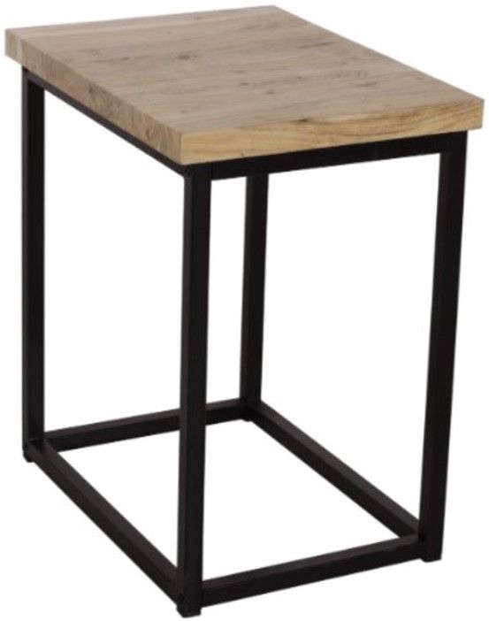Jofran Inc. Ames Natural Chairside Table with Black Base-2