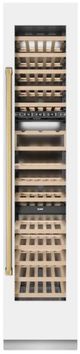 ZLINE Autograph Edition 18" 9.0 Cu. Ft. Triple Zone 68 Bottle Right Hinge Column Wine Cooler in White Matte with Polished Gold Accents-0