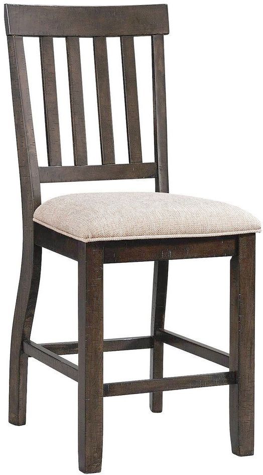Elements International Stone Charcoal/Cream Slat Back Counter Dining Side Chair-0