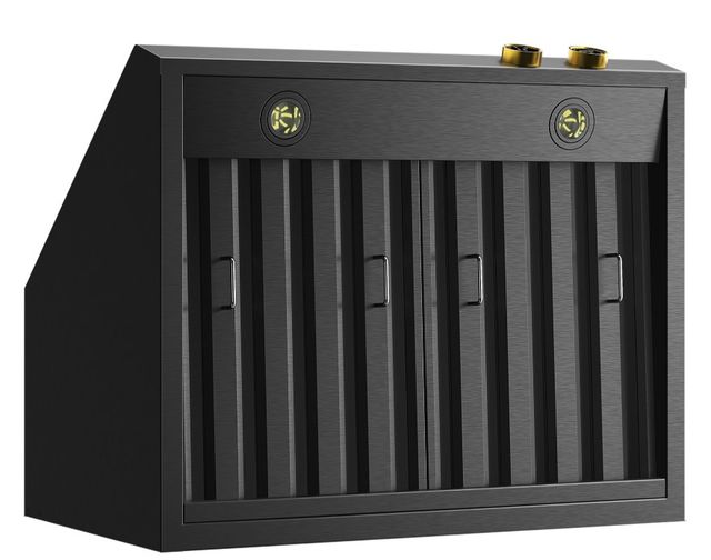 Kucht Professional 30" Titanium Stainless Steel Wall Mount Range Hood with Gold Accents-3