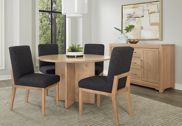 LM Co Home By Vaughan-Bassett Crafted Cherry by Ben & Erin Napier Black/Bleached Cherry Upholstered Side Chair-3