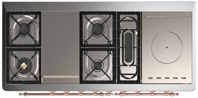Ilve® Majestic III 60" Emerald Green Pro Style Dual Fuel Liquid Propane Range with French Top and Copper Trim-3