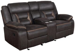 Coaster® Greer Dark Brown Reclining Upholstered Tufted Back Glider Loveseat