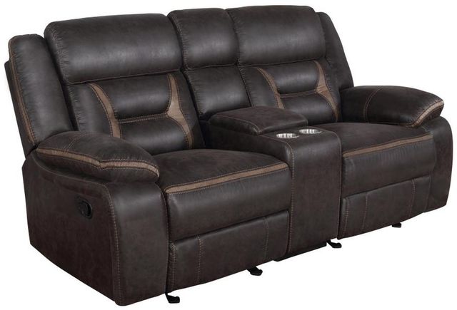 Coaster® Greer Dark Brown Reclining Upholstered Tufted Back Glider Loveseat-0