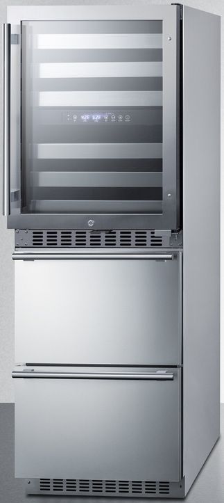 Summit® 24" Stainless Steel Wine Cooler and Refrigerator Drawers-2