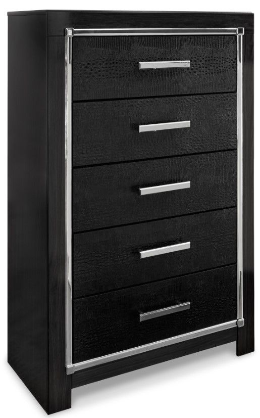 Signature Design by Ashley® Kaydell 5-Piece Black Queen Upholstered Storage Panel Bed Set-3