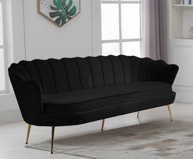 Meridian Furniture Gardenia Black Velvet Sofa-1