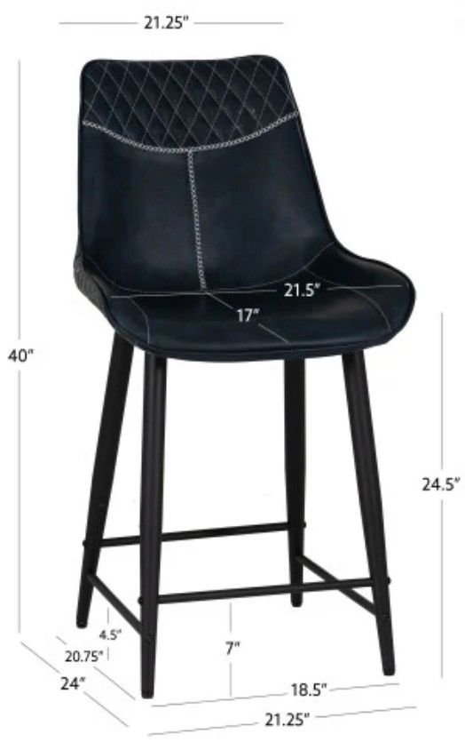 Linon August Black Counter Stool-2