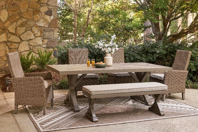 Signature Design by Ashley® Revare Beach 2-Piece Beige Fabric/Resin Wicker Outdoor Arm Chair-5