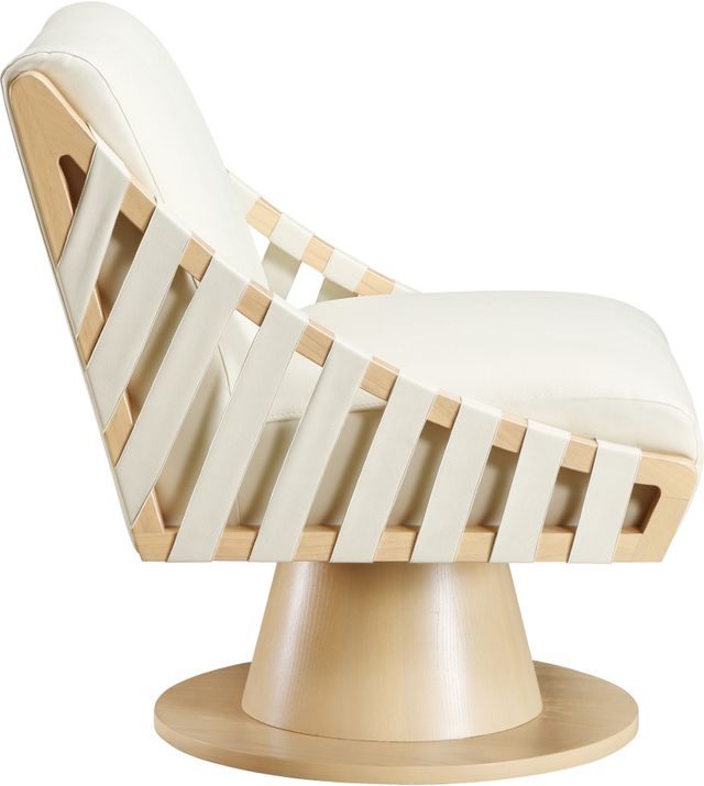 Meridian Furniture Millwin Cream/Natural Vegan Leather Swivel Accent Chair-3