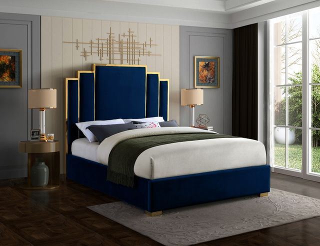 Meridian Furniture Hugo Navy Velvet King Bed-2