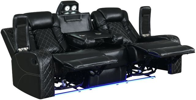 New Classic® Home Furnishings Orion II Black Dual Manual Reclining Sofa-3