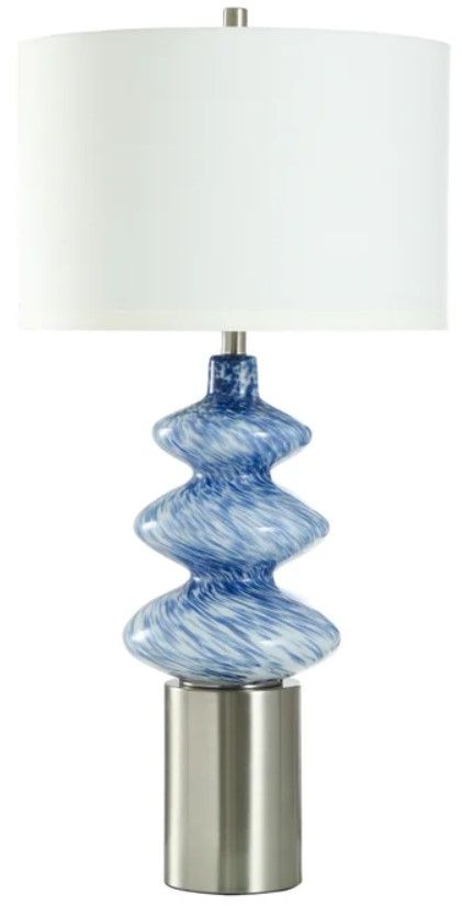 StyleCraft Horizon Haze/Stainless Steel/White Table Lamp-0