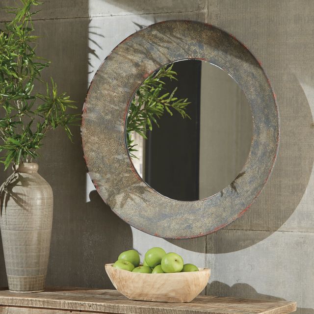 Signature Design by Ashley® Carine Gray Round Accent Mirror-1