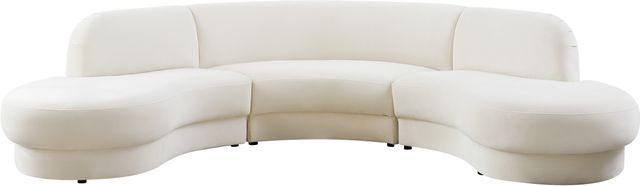 Meridian Furniture Rosa 3-Piece Cream Upholstered Curved Sectional-2