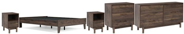 Signature Design by Ashley® Calverson 5-Piece Mocha Full Platform Bed Set-0