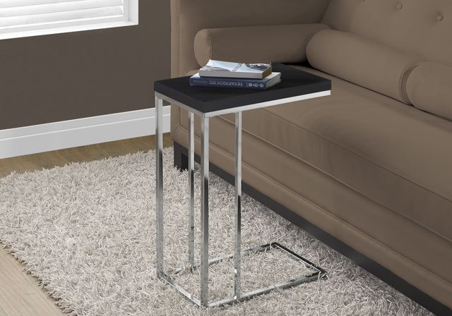 Monarch Specialties Inc. Espresso Top Accent Table with Chrome Base -1