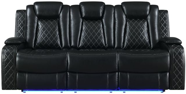 New Classic® Home Furnishings Orion II Black Dual Manual Reclining Sofa-2