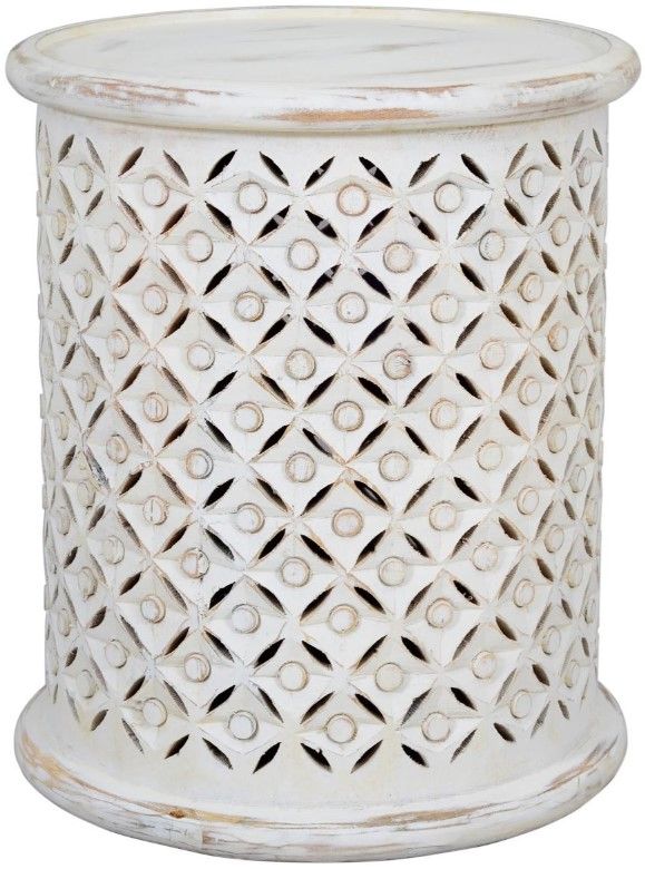 Jofran Inc. Global Archive Decker Antique White Small Drum Table-0