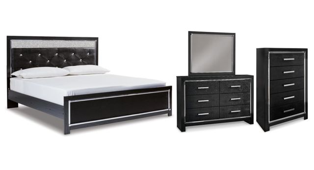 Signature Design by Ashley® Kaydell 4-Piece Black King Upholstered Panel Bedroom Set-0