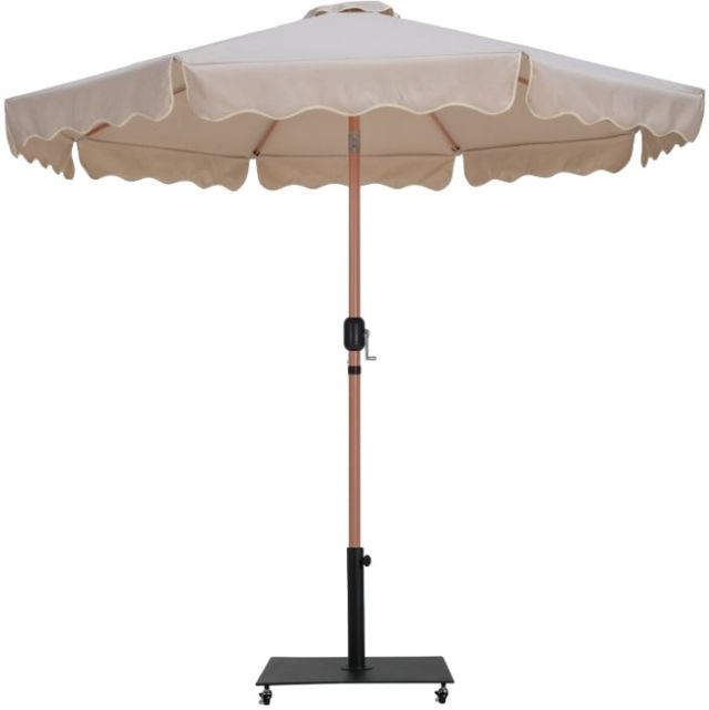 Meridian Furniture Amalfi Beige/Matte Black/Teak Aluminum Outdoor Patio Umbrella and Base-0